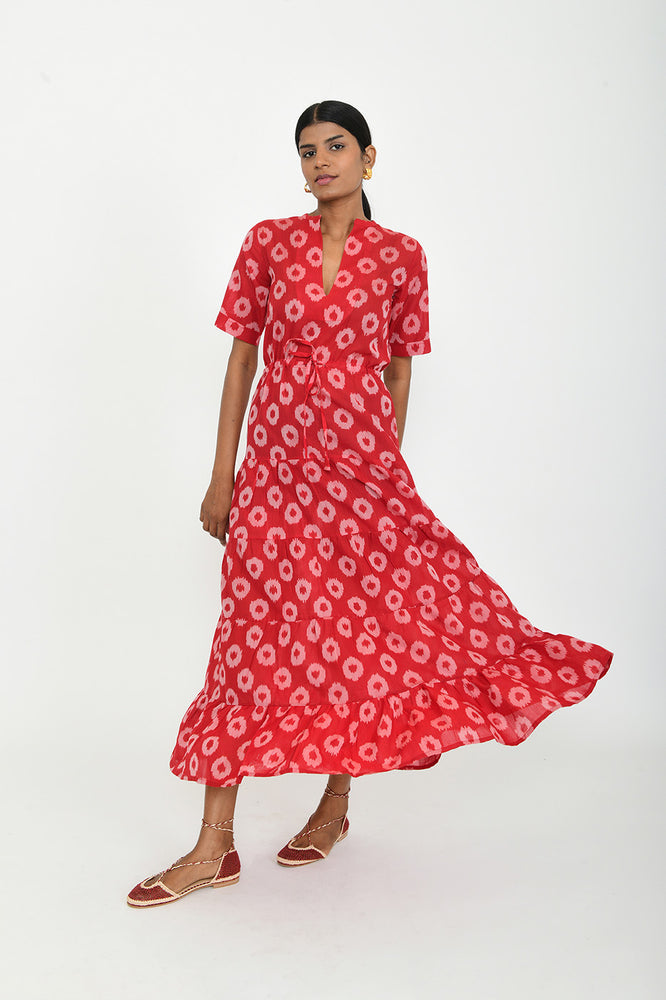 Red Bind Bikaner Dress